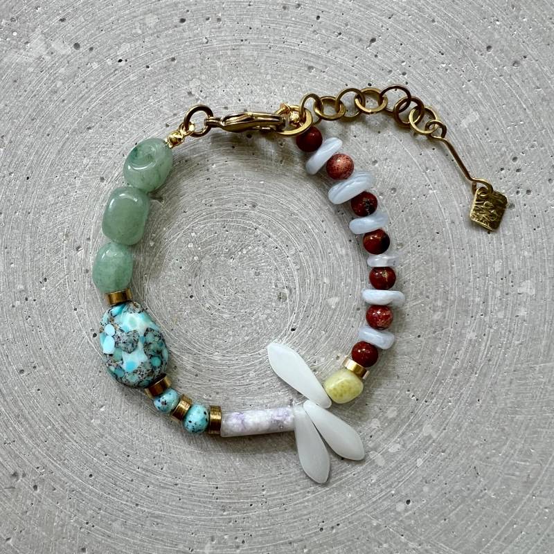 Perlen Mix Armband Mit Vintage Glasperlen, Grünem Aventurin, Jaspis, Jade Und Achat Steinen Perlen Mix Armband Mit Vintage Glasperlen, Grünem Aventurin, Jaspis, Jade Und Achat Steinen von gudbling