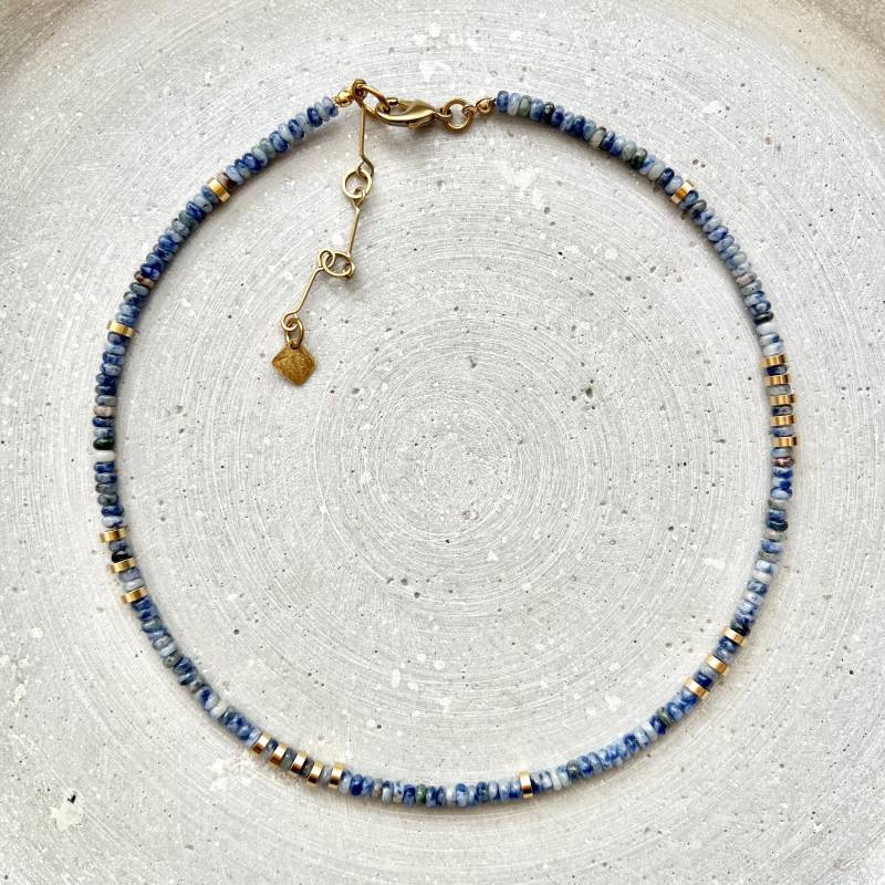 Sodalith Perlenkette, Naturstein Halskette Mit Anpassbarer Länge, Geschenk Idee Für Mutter, Blauer Schmuck Sodalith Perlenkette, Naturstein Halskette Mit Anpassbarer Länge, Geschenk Idee Für Mutter, Blauer Schmuck von gudbling