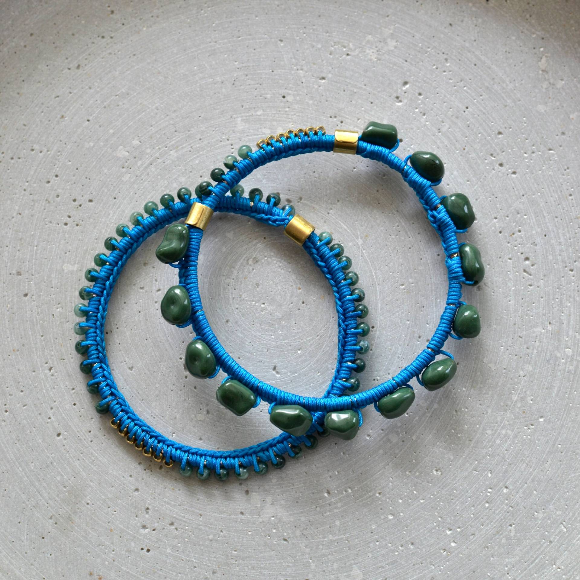 Umhäkelte Armreifen Mit Vintage Resin Perlen, Türkis Grüner Acrylperlen Umhäkelte Armreifen Mit Vintage Resin Perlen, Türkis Grüner Acrylperlen von gudbling