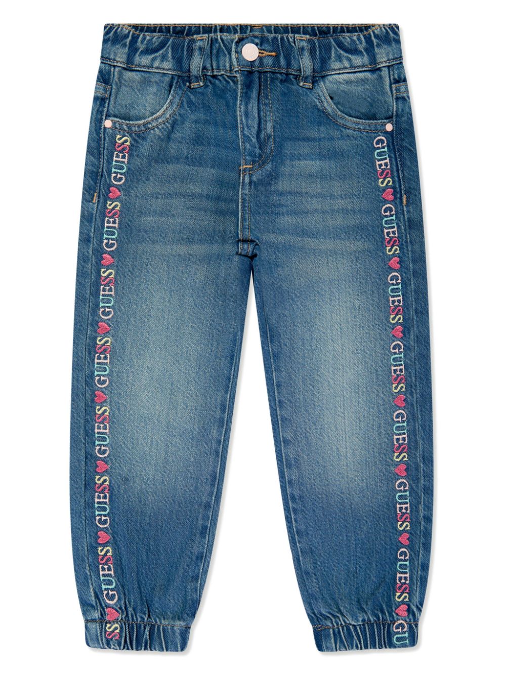 guess kids Tapered-Jeans mit Logo-Stickerei - Blau von guess kids