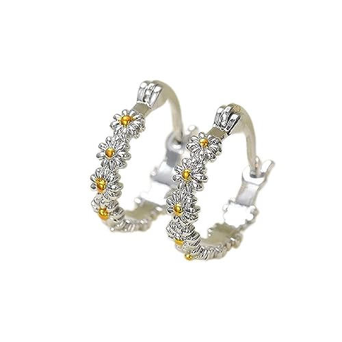 GUIDECUN Exquisite Huggie-Creolen für Damen, Gänseblümchen, klein, zierlich, niedlich, Knorpel-Creolen von guidecun