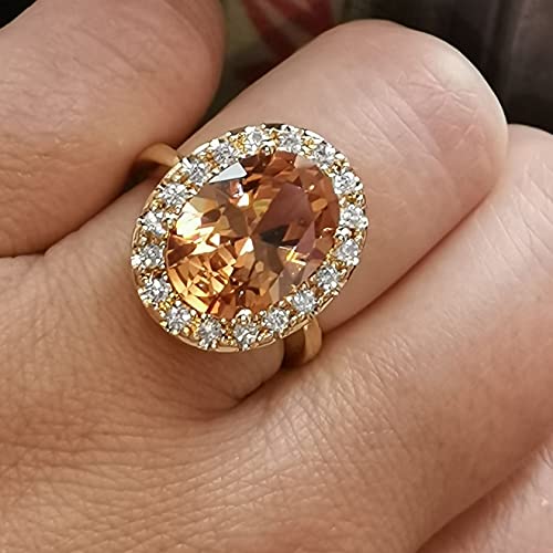 GUIDECUN Verlobungsring für Damen, oval, champagnerfarben, Cubic Zirkonia, transparent, goldfarben, Größe 6 GUIDECUN Verlobungsring für Damen, oval, champagnerfarben, Cubic Zirkonia, transparent, goldfarben, Größe 6 von guidecun