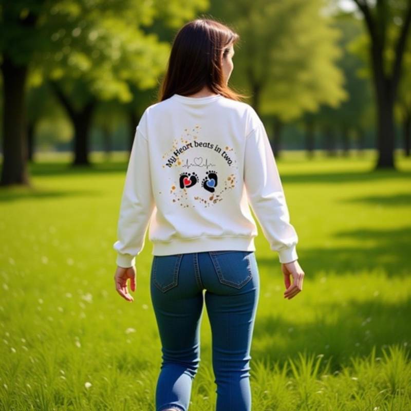 My Heart Beats in Two Sweatshirt | Twin Mom Sweater Minimalist Cozy Motherhood Gift von guidinglightworks