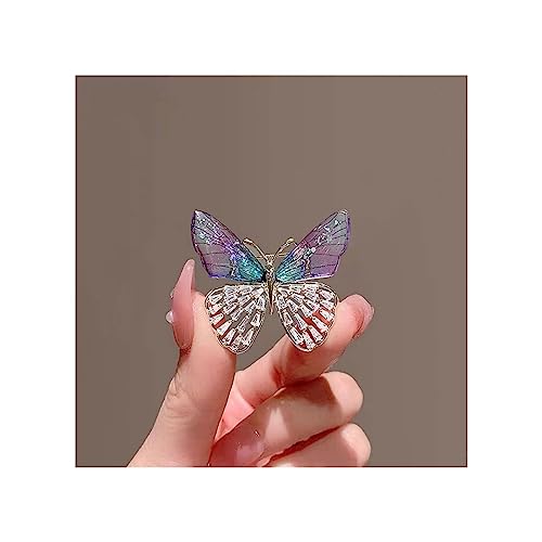 Brosche Damen Schmetterlings-Broschen for Damen, trendige fliegende Imitationsperlen-Muschel-Tier-Schmetterlings-Anstecknadeln, Hochzeitsschmuck Fashion Brosche (Color : 02) von guiling-1986