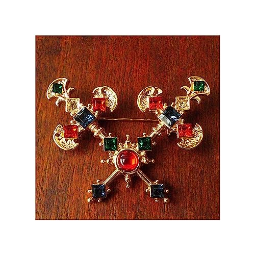 Brosche Damen Vintage Palast Schatz Brosche Bunte Edelsteine ​​Perlen Broschen Hochzeit Party Pins Schmuck Fashion Brosche (Color : 05) von guiling-1986