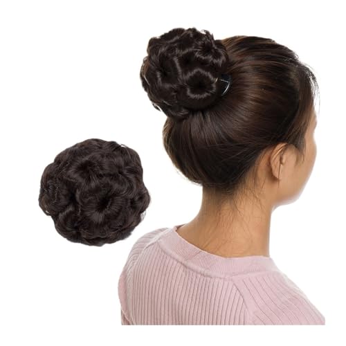 Haarteil Haargummi Synthetische Klaue Clip In Chignon Gefälschte Haare Chignon Bun Haarteil Schwarz Braun Blonde Frauen Lockiges Chignon Bun Haar Haarverlängerung(Meidum brown) von guiling-1986