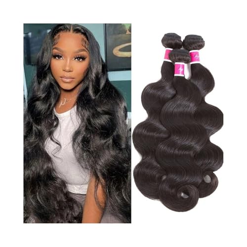 Menschenhaarverlängerungen 3/4-teiliges Haarbündel mit gewelltem, doppelt gewebtem brasilianischem Echthaar, 20,3–81,3 cm, natürliche schwarze Remy-Haarverlängerung for Frauen Haarverlängerung(30 32 3 von guiling-1986