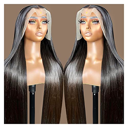 Perücken Knochen Gerade Echthaar Perücken 360 Transparente Spitze Frontal Perücke for Frauen Lace Front Echthaar Perücken Vorgezupfte Perücke Damenperücke(Color:4x4 Lace Wig,Size:24 inch) von guiling-1986