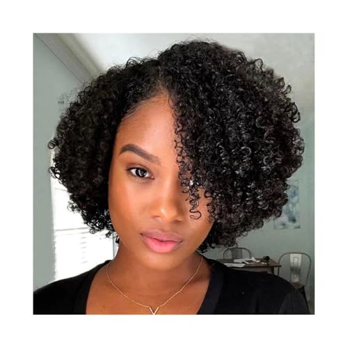 Perücken Lockige Perücken, Echthaar, Seitenscheitel, lockige Perücken for schwarze Frauen, 180% Dichte Damenperücke(10inches) von guiling-1986