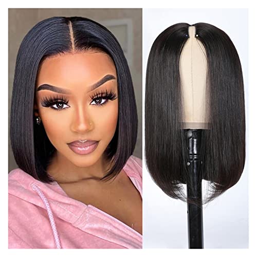 Perücken Perücke No Leave Out Straight Short Echthaarperücken for Frauen Glueless Updated Part Perücke Haarperücken Damenperücke(Color:14 inch) von guiling-1986