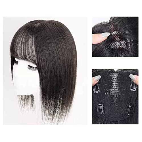 Perücken Perücke Stück Echthaar Abdeckung Weißes Haar Dünner Kopf Aufnäher Haarteil Mädchen Echthaar Flauschige Perücke Stück Perücke Damenperücke(Color:07-(12-13)30CM-black) von guiling-1986