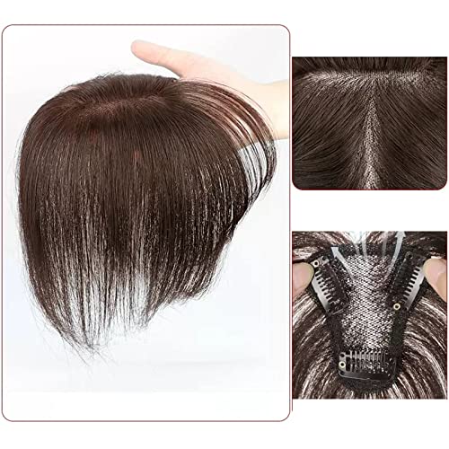 Perücken Pony Perücke Stück Voll Echthaar Patch Fluffy Erhöhen Sie das Haarvolumen Flauschige Abdeckung Graues Haar Damenperücke(Color:14-(8-10)25CM-brown) von guiling-1986