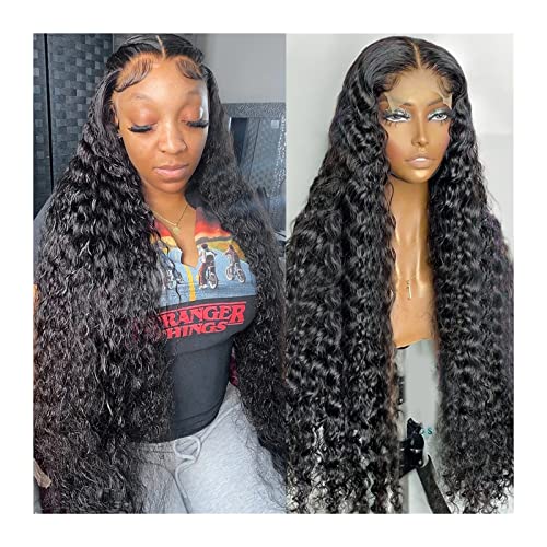 Perücken Wasserwelle Lace Front Perücken for Frauen, vorgezupft mit Babyhaar, 14-38 Zoll, lange gewellte, lockige Echthaarperücken, brasilianisches Remy-Haar, gewellte Spitzenverschluss-Perücken Damen von guiling-1986