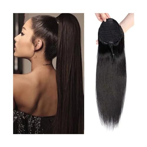 Pferdeschwanz Haarteil Gerade Pferdeschwanz-Echthaarverlängerung, Clip-in-Kordelzug, Pferdeschwanz-Verlängerung, natürliche Farbe, brasilianisches Remy-Haar, gerade Pferdeschwanz-Haarteile for Frauen von guiling-1986