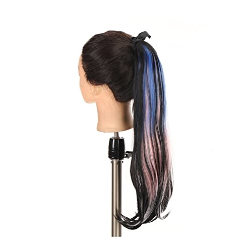 Pferdeschwanz Haarteil Mode Synthetik 45/55 cm gemischte Farbe Pferdeschwanz Haarteil weicher langer gerader Pferdeschwanz Verlängerungen Clip in gerader Pferdeschwanz for Frauen Mädchen Pferdeschwanz von guiling-1986