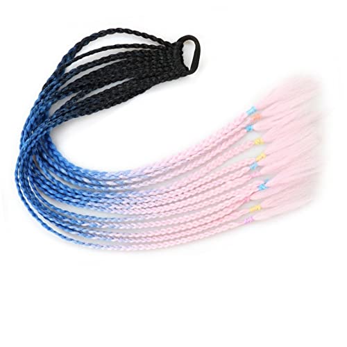 Pferdeschwanz Haarteil Synthetisches Gummiband Twist Braid Pferdeschwanz-Verlängerung, 60 cm bunte gemischte Braid-Haarteile for Mädchen Kinder, Kleidverschönerungsverzierung Pferdeschwanz Haarverläng von guiling-1986