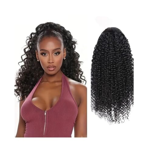 Pferdeschwanz Haarteil Verworrene lockige Echthaar-Pferdeschwanzverlängerung mit Kordelzug for schwarze Frauen, 20,3–66 cm, brasilianisches Remy-Haar, for Anklipsen, lockige Pferdeschwanzverlängerung, von guiling-1986