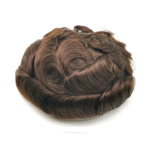 Toupet für Männer 100% Echthaar Lace System Toupet for Männer 8x10 Haarteile Herren Ersatz Haarteil European Männer Haarersatzsystem(Dark Brown) von guiling-1986