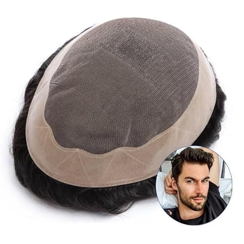 Toupet für Männer Herren-Toupet, männliche Haarteile, Echthaar-Ersatzsystem, feines Mono-Top und PU-Umfang, Toupet for Männer, mittlere Dichte, 15,2 cm, langlebige männliche Haarprothese Männer Haarer Toupet für Männer Herren-Toupet, männliche Haarteile, Echthaar-Ersatzsystem, feines Mono-Top und PU-Umfang, Toupet for Männer, mittlere Dichte, 15,2 cm, langlebige männliche Haarprothese Männer Haarer von guiling-1986