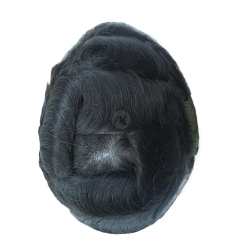 Toupet für Männer Spitze und PU Herren Natürlicher Haaransatz Toupet Kapillarprothese Haarsystem 130% Haardichte Perücke Mann Männer Haarersatzsystem(6x8) von guiling-1986