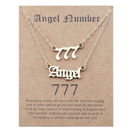 gulang-keng 2Pcs Angel Number Halskette 111 222 333 444 555 666 777 Numerology Halskette Halsketten für Teenager-Mädchen von gulang-keng