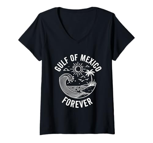 Damen Golf of Mexico Forever Mexikanisches Souvenir Mexikanischer Golf T-Shirt mit V-Ausschnitt Damen Golf of Mexico Forever Mexikanisches Souvenir Mexikanischer Golf T-Shirt mit V-Ausschnitt von gulf of mexico forever mexico souvernir