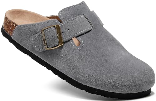 guoluofei Clogs für Damen, Clogs und Pantoletten mit Fußgewölbeunterstützung und verstellbarer Schnalle, GRAU, 39 EU von guoluofei