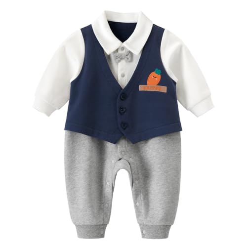 gurcooc Baby Junge Strampler Gentleman Bekleidung Hemd mit Fliege Baumwolle Baby Body, 3-24 Monate von gurcooc