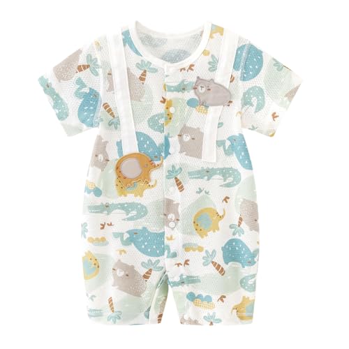 gurcooc Baby Jungen Mädchen Strampler Kurzarm Baumwolle Bodysuit Cartoon Sommer Jumpsuit Onesie Outfit Set, 3-18 Monate von gurcooc