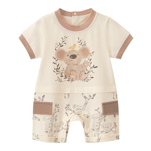 gurcooc Baby Jungen Mädchen Strampler Neugeborene Kurzarm Baumwolle Bodysuit Cartoon Jumpsuit Onesie Outfit Set, 0-12 Monate von gurcooc