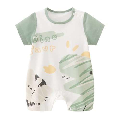 gurcooc Baby Jungen Mädchen Strampler Neugeborene Kurzarm Baumwolle Bodysuit Cartoon Sommer Baby Body Outfit Set, 0-18 Monate von gurcooc