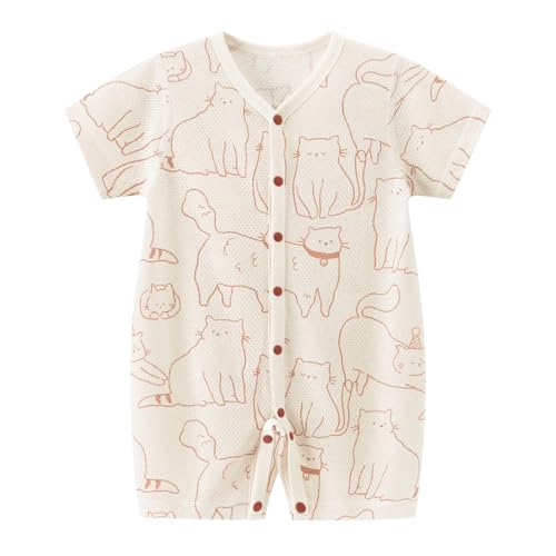 gurcooc Baby Jungen Mädchen Strampler Neugeborene Kurzarm Baumwolle Bodysuit Cartoon Sommer Jumpsuit Onesie Outfit Set, 0-18 Monate von gurcooc