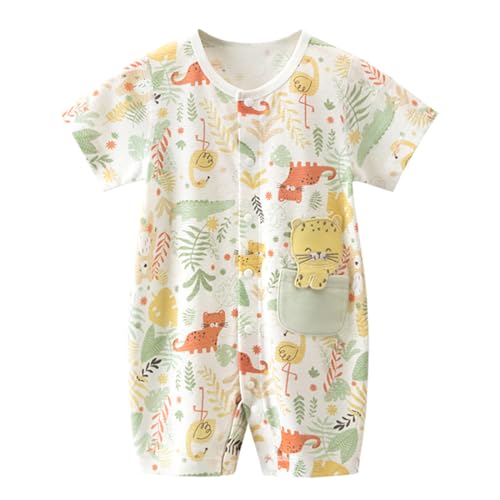gurcooc Baby Jungen Mädchen Strampler Neugeborene Kurzarm Bodysuit Cartoon Sommer Floral Jumpsuit Onesie Outfit Set, 0-18 Monate von gurcooc