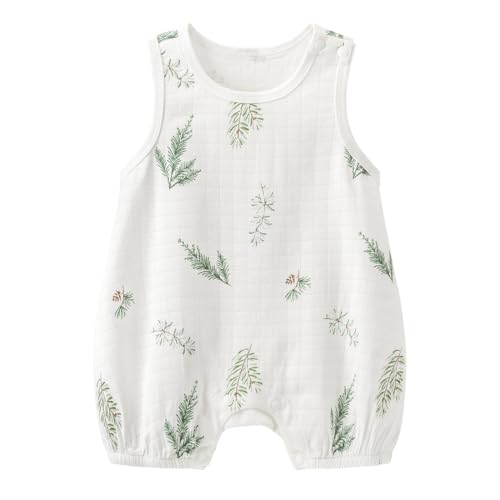 gurcooc Baby Jungen Mädchen Strampler ärmellos Bodysuit Floral Sommer Jumpsuit Onesie Outfit Set, 3-18 Monate von gurcooc