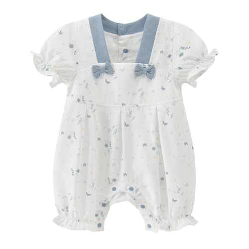 gurcooc Baby Mädchen Strampler Bow Kurzarm Bodysuit Floral Rüschen Jumpsuit Onesie Outfit Set, 3-18 Monate von gurcooc