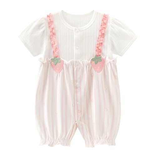 gurcooc Baby Mädchen Strampler Kurzarm Bodysuit Rüschen Jumpsuit Sommer Body Onesie Outfit Set, 3-24 Monate von gurcooc
