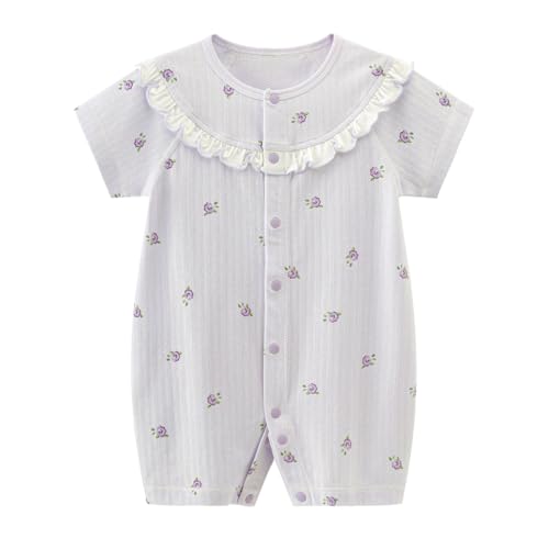 gurcooc Baby Mädchen Strampler Kurzarm Bodysuit Rüschen Sommer Baby Body Outfit Set, 3-18 Monate von gurcooc