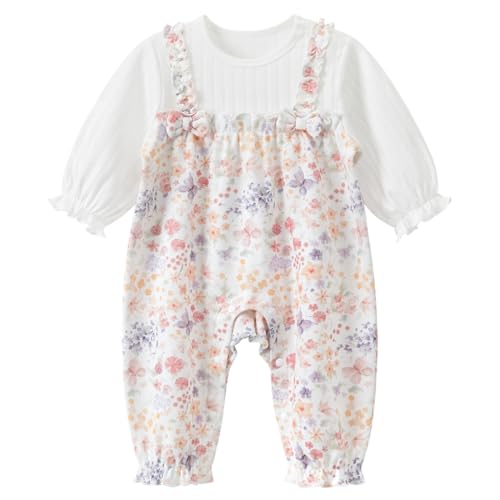 gurcooc Baby Mädchen Strampler Langarm Rüschen Gerippt Frühling Herbst Bow Baby Body Outfit Set, 3-24 Monate von gurcooc