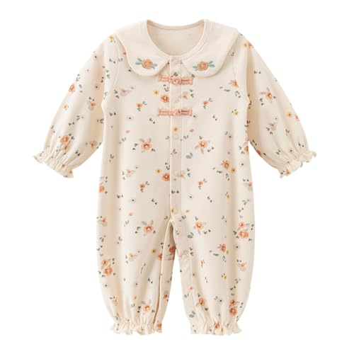 gurcooc Baby Mädchen Strampler Neugeborene Langarm Baby Body Baumwolle Floral Bodysuit Jumpsuit Onesie Outfit, 0-18 Monate von gurcooc