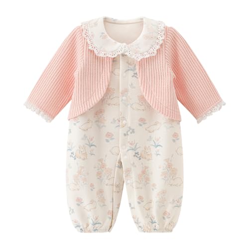 gurcooc Baby Mädchen Strampler Neugeborene Langarm Gerippt Fake Two Pieces Bodysuit Floral Jumpsuit Onesie Outfit Set, 3-24 Monate gurcooc Baby Mädchen Strampler Neugeborene Langarm Gerippt Fake Two Pieces Bodysuit Floral Jumpsuit Onesie Outfit Set, 3-24 Monate von gurcooc