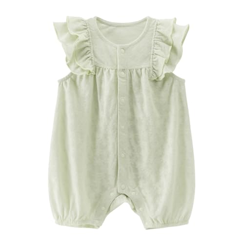 gurcooc Baby Mädchen Strampler Rüschen Bodysuit Sommer Jumpsuit ärmellos Baby Body Outfit Set, 3-24 Monate von gurcooc