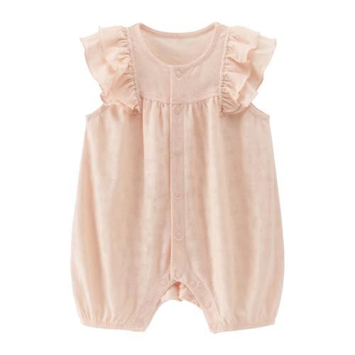 gurcooc Baby Mädchen Strampler Rüschen Bodysuit Sommer Jumpsuit ärmellos Baby Body Outfit Set, 3-24 Monate von gurcooc