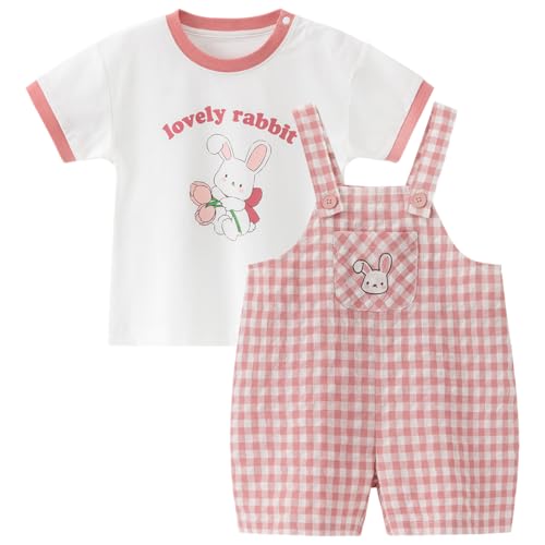 gurcooc Babykleidung Mädchen Baumwolle Kurzarm Pullover Neugeborene T-Shirt Top Strapse Shorts Bekleidungssets, 6-30 Monate von gurcooc