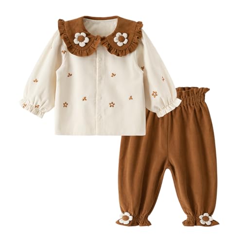 gurcooc Babykleidung Set Baby Mädchen Kleidung Floral Langarm Top Taille Hose Babykleidung Weiche Babyset, 6-30 Monate von gurcooc
