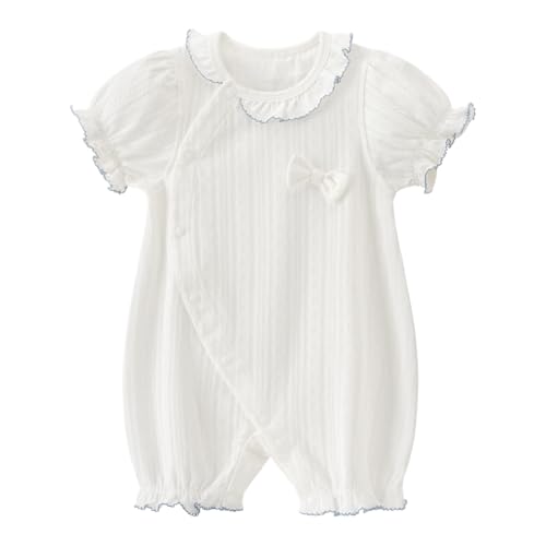 gurcooc Neugeborenes Baby Mädchen Strampler Kurzarm Bodysuit Bow Rüschen Jumpsuit Onesie Outfit Set, 0-18 Monate von gurcooc
