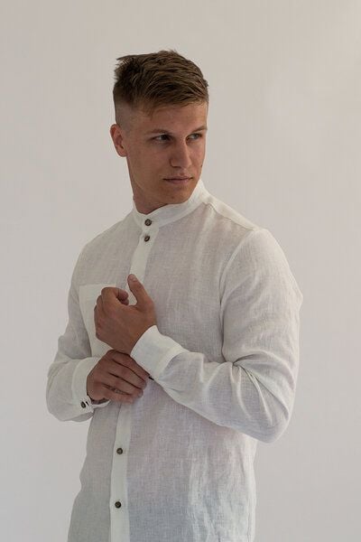 gust. Herren Leinenhemd mit Stehkragen - Linen shirt with stand collar - 100% Bio-Leinen von gust.