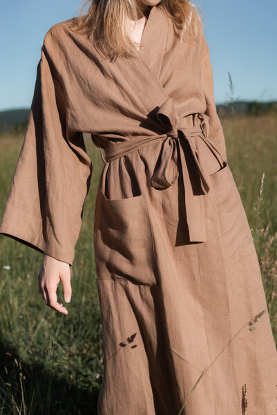 gust. Leinen-Kimono-Kleid - Linen kimono dress Maxi - 100% Bio-Leinen von gust.