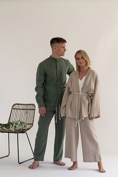 gust. Leinen-Kimono-Set - Kimono und Hose - Linen Kimono Set - 100% Bio-Leinen von gust.