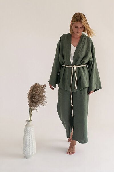 gust. Leinen-Kimono-Set - Kimono und Hose - Linen Kimono Set - 100% Bio-Leinen von gust.