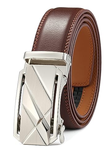 guvoosm Gürtel Herren,Leder Automatik Gürtel Für Herren Business Anzug Gürtel-3,5cm Breite-005-110-Brown 6033 von guvoosm